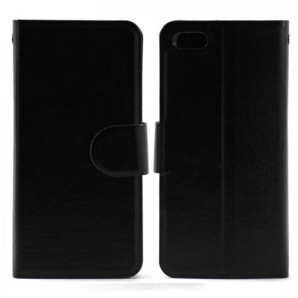 Wholesale iPhone 5C Slim Flip Leather Wallet Case (Black - Black)